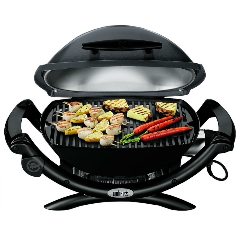 Электрический гриль Weber Q 1400 без боковых столиков, тёмно-серый  